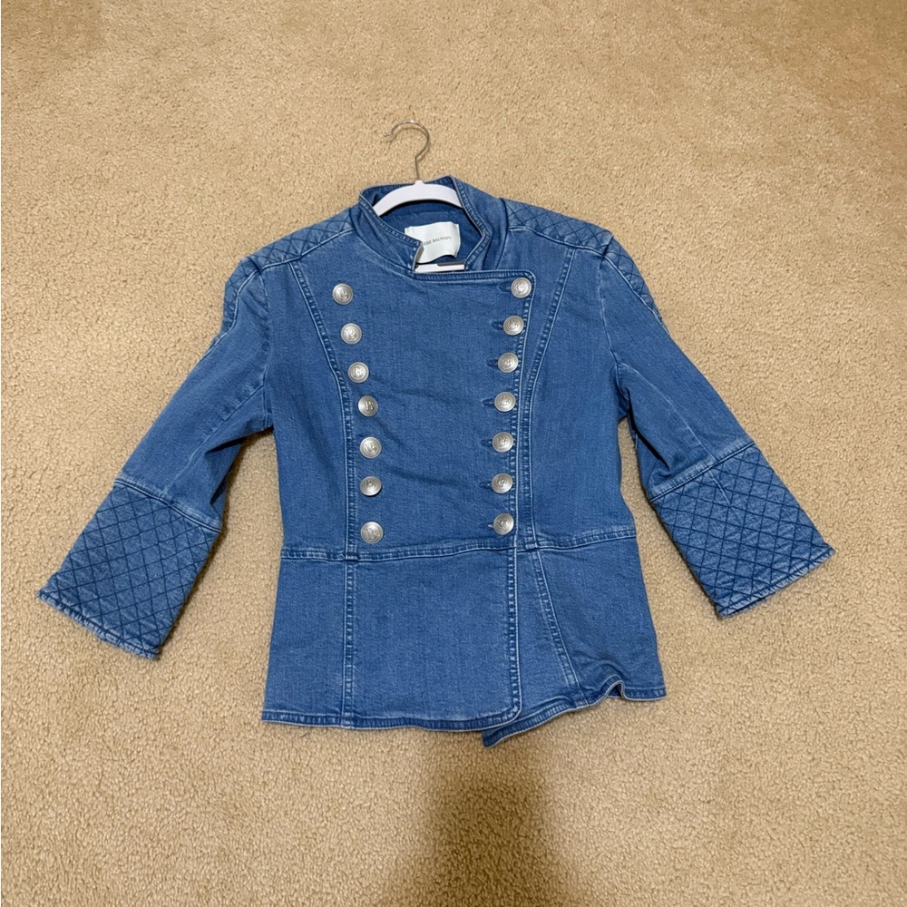 Pierre Balmain Blue Jean Jacket with Silver Buttons